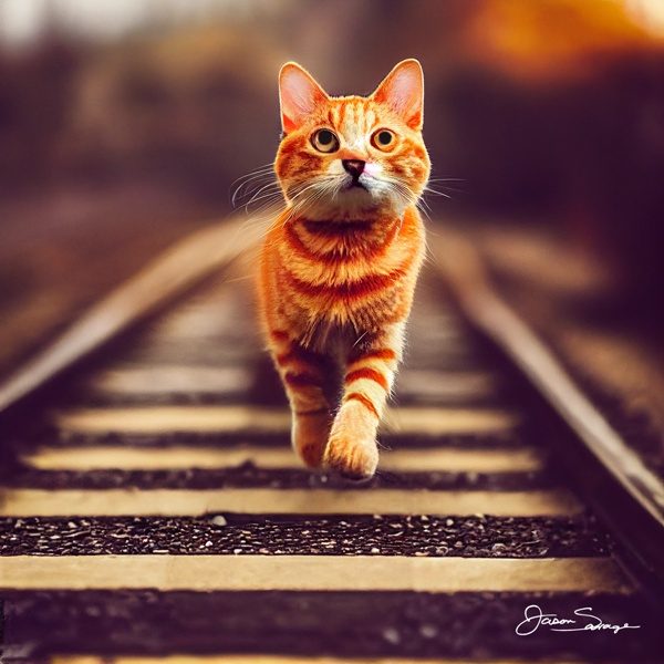 cat on teh tracks